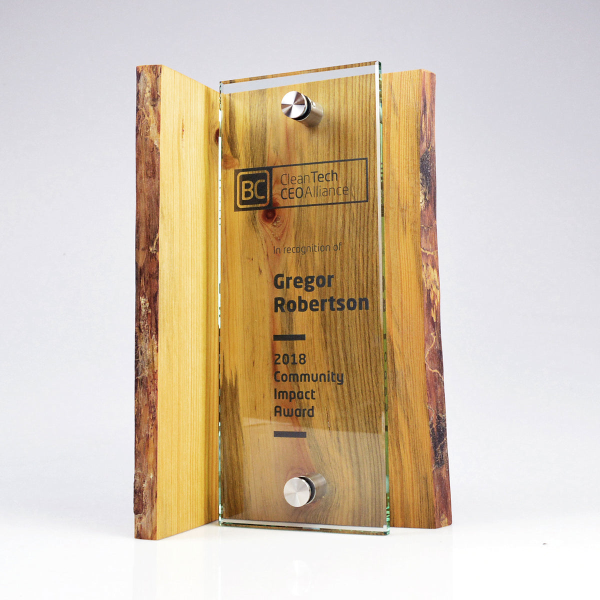 Living Edge Award - Maple Wood & Glass Trophy