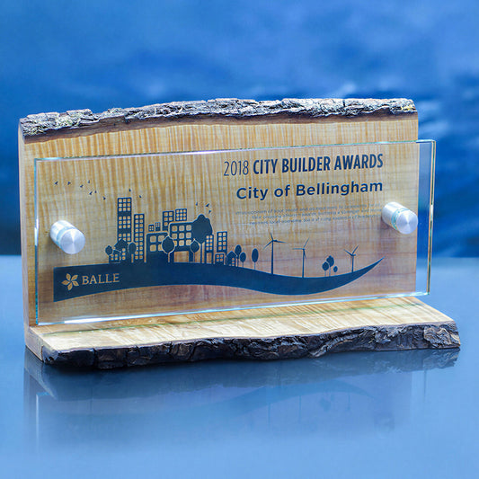 Living Edge Award - Maple Wood & Glass Trophy