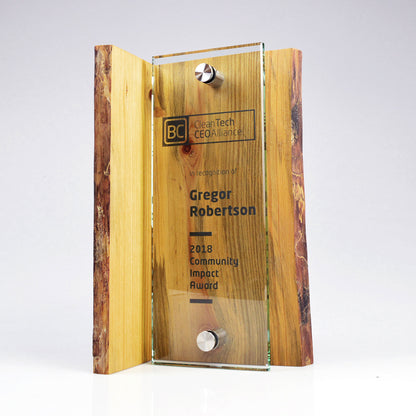 Living Edge Award - Maple Wood & Glass Trophy