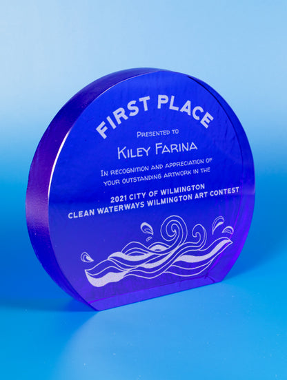 Recycled Glass Award - Cobalt Crescent