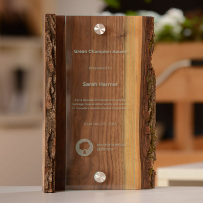 Living Edge Award - Chocolate Walnut & Glass Trophy