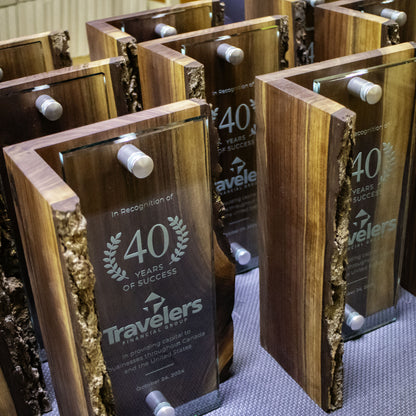 Living Edge Award - Chocolate Walnut & Glass Trophy