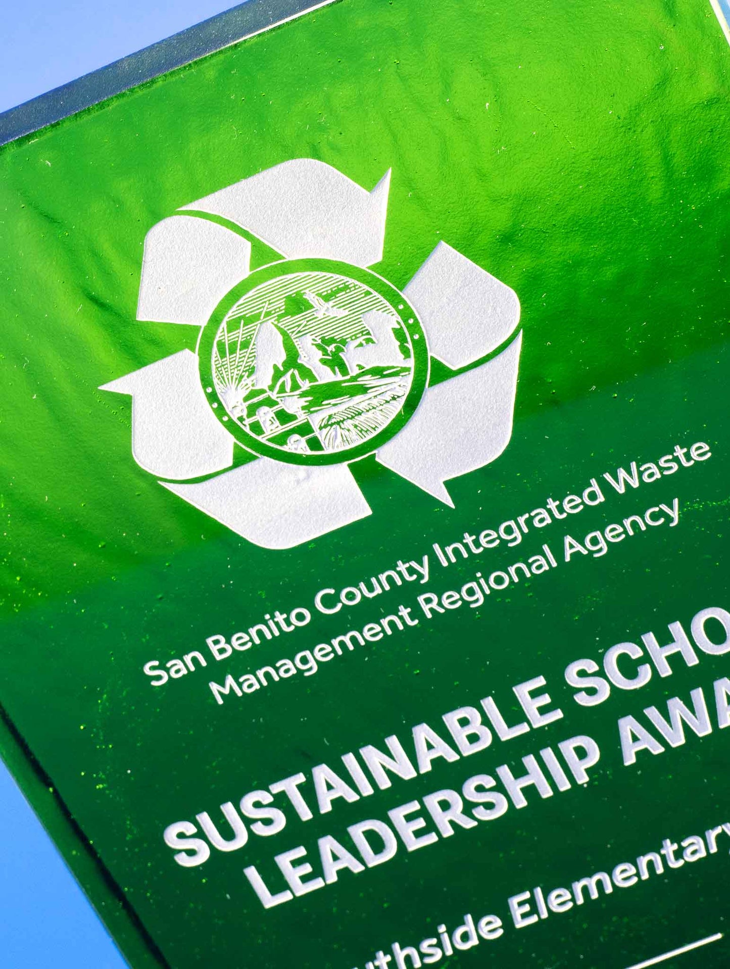 Recycled Glass Award - Emerald Rectangle