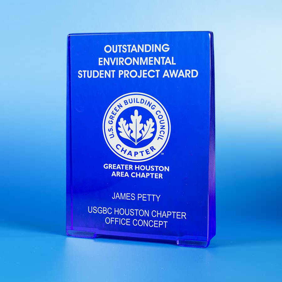 Recycled Glass Award - Cobalt Rectangle